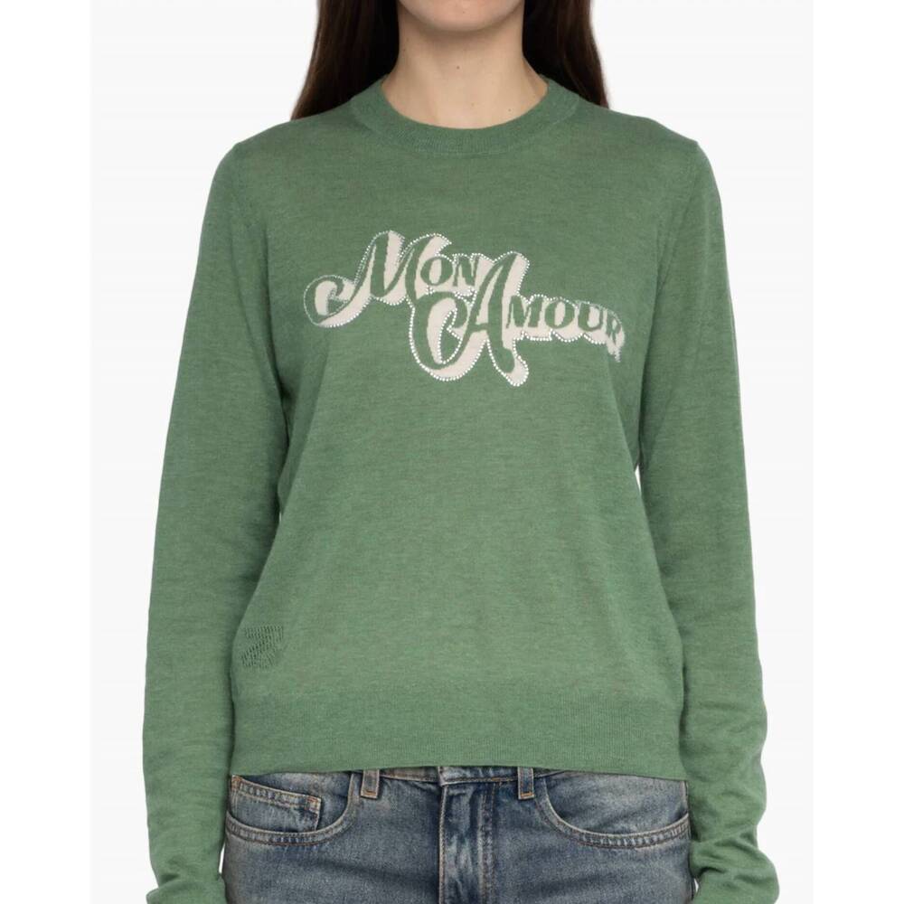 NEW ZADIG & VOLTAIRE miss cashmere sweater in verveine - Picture 3 of 7